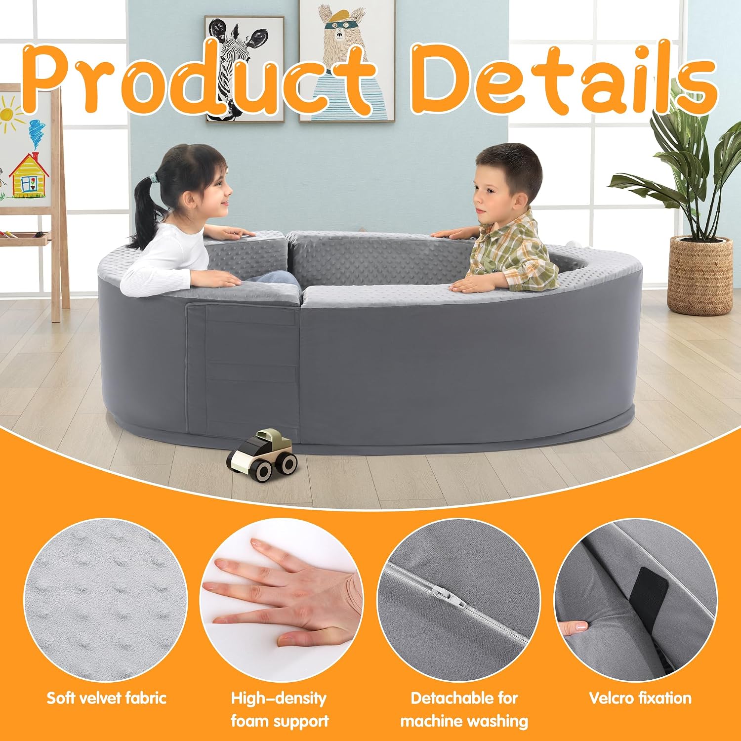 BALAPET Large Sensory Chair for Kids, High-Density Foam Sensory Soft Peapod with Extra Cover, Multifunctional Peapod Sensory Chair for Kids Children