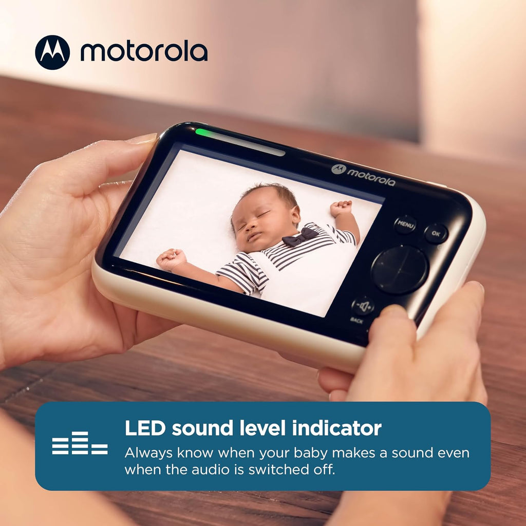 Motorola Nursery Video Baby Monitor with Camera, 5' Screen HD PIP1610, No WiFi, Wall Mount, Long Range, 2-Way Audio, Temperature Sensor, Motorized, Lullabies
