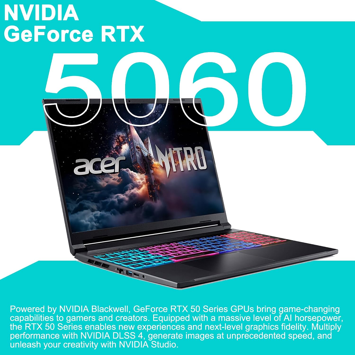acer Nitro V 16S Gaming Laptop 16' WUXGA IPS 180Hz Intel 10-core Core 7 240H (Beats Ultra 7 268V) 32GB RAM 1TB SSD GeForce RTX 5060 DLSS4 GDDR7 (Up to 572 AI Tops) 4-Zone RGB Backlit Win11 ICP Hub