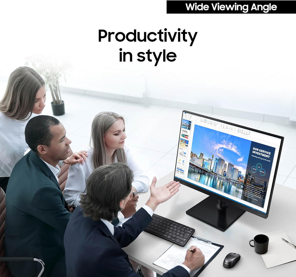 SAMSUNG FT45 Series 24-Inch FHD 1080p Computer Monitor, 75Hz, IPS Panel, HDMI, DisplayPort, USB Hub, Height Adjustable Stand, 3 Yr WRNTY (LF24T454FQNXGO),Black