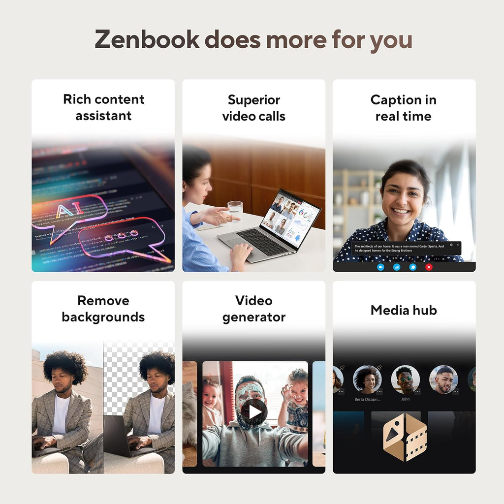 ASUS Zenbook A14; Copilot+ PC, Ultrathin Laptop, 14' WUXGA OLED, Snapdragon® X Processor, 16 GB Memory, 512GB SSD, Wi-Fi 6E, Zabriskie Beige, UX3407QA-DS52-CB