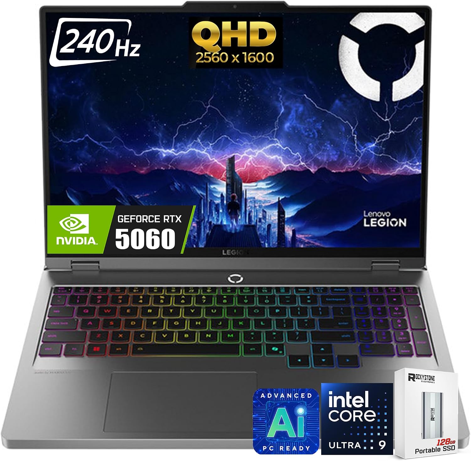 Lenovo Legion 5i 16' AI Gaming Laptop, 16' 240Hz WQXGA (2560x1600) IPS 500nits, Intel 24-Core Ultra 9 275HX, NVIDIA GeForce RTX 5060 8GB GDDR7, RGB Backlit, WiFi 7, Win11 H, W/128GB PSD(64GB|1TB SSD)