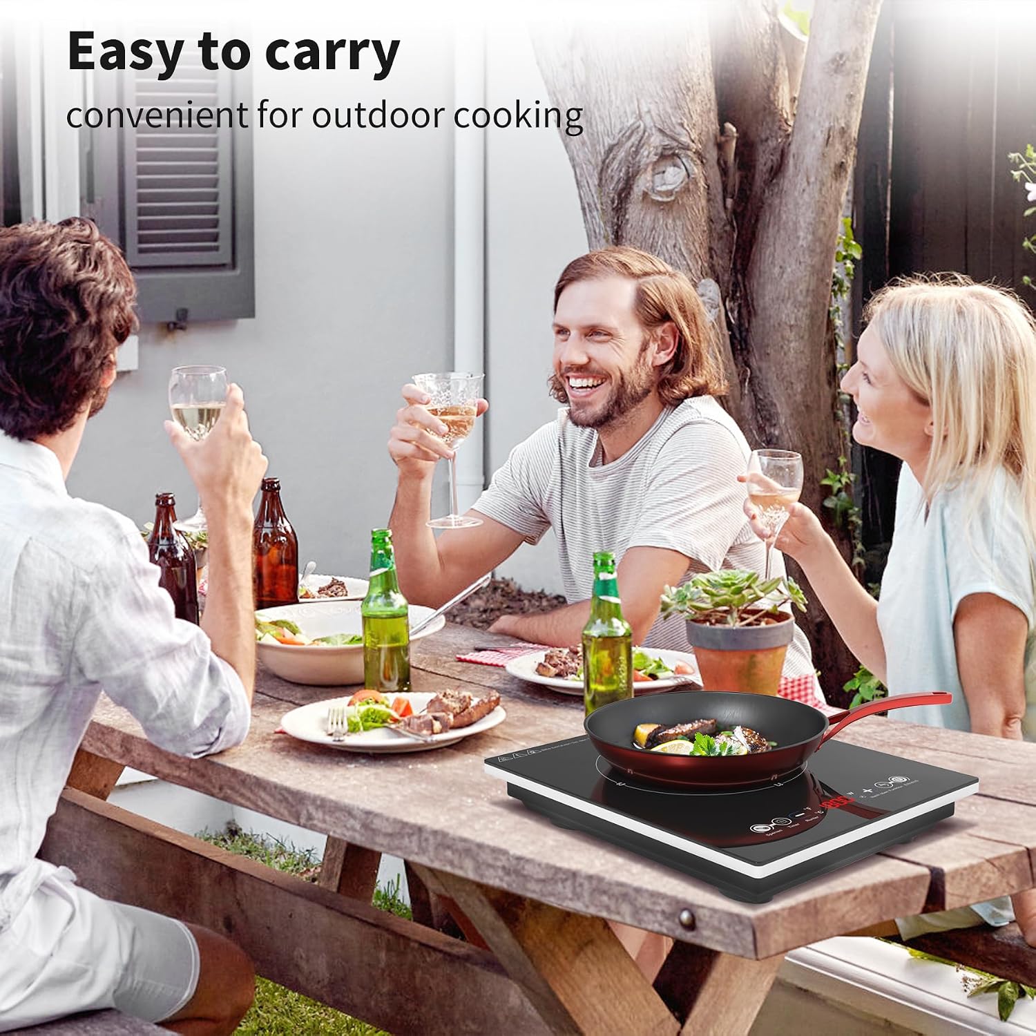 VBGK Portable Induction Cooktop With Ultra Thin Body, Low Noise Hot Plate With 1800W Sensor Touch Single Electric Cooktops Countertop Stove With 9 Temperature & Power Levels, 3-hour Timer, Safety Lock