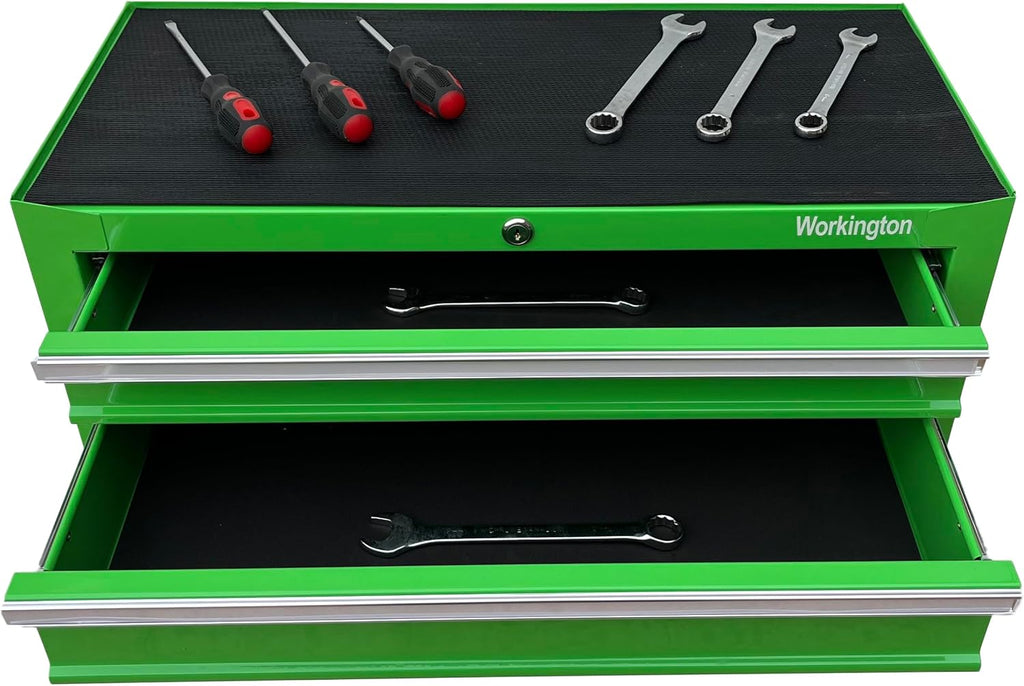Workington Industrial 2 Drawers Portable Metal Intermediate Box, 26' Middle Tool Chest Cabinet with Ball Bearing Drawer Slides, Steel Tool Storage Box Organizer 4008 Green
