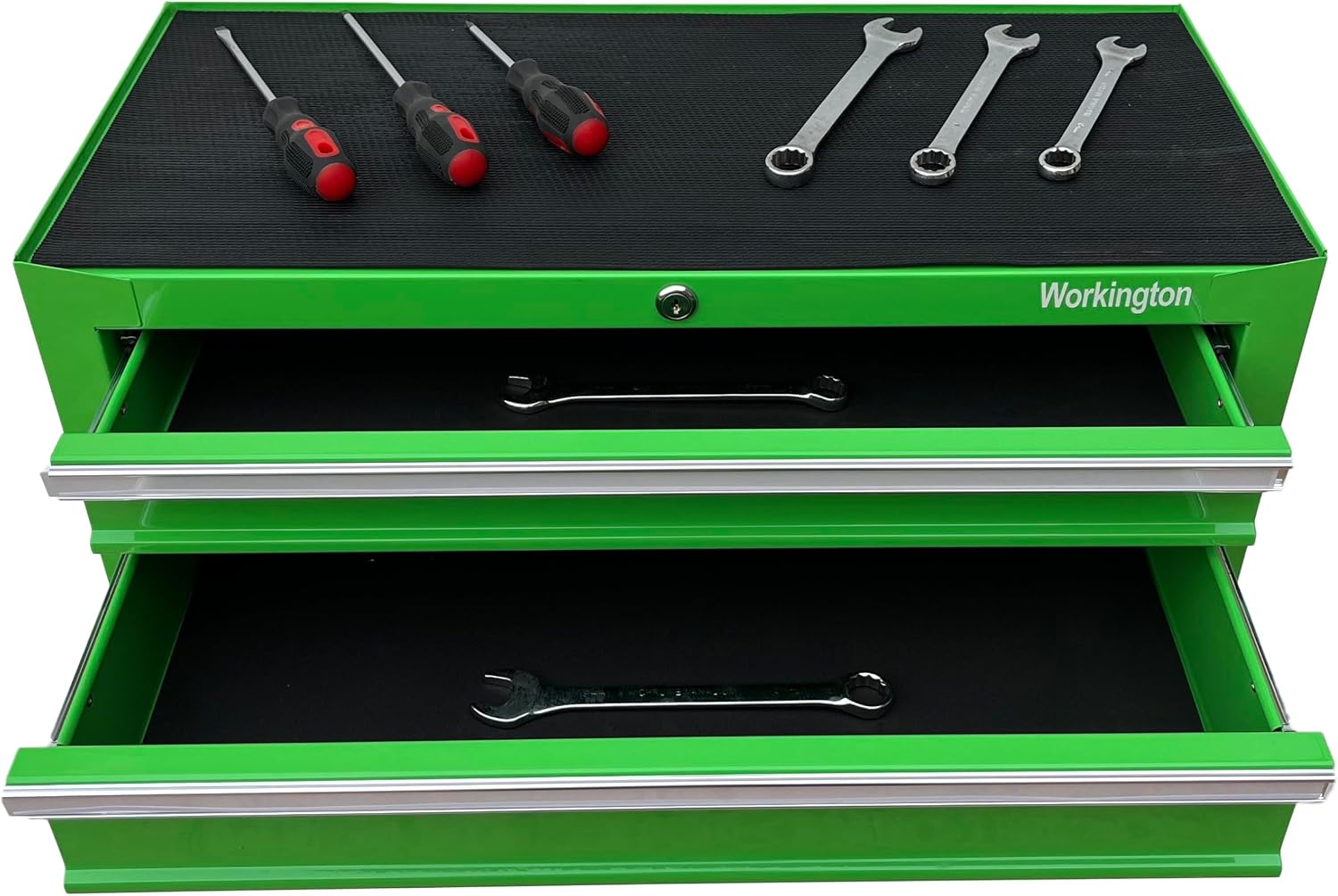 Workington Industrial 2 Drawers Portable Metal Intermediate Box, 26' Middle Tool Chest Cabinet with Ball Bearing Drawer Slides, Steel Tool Storage Box Organizer 4008 Green