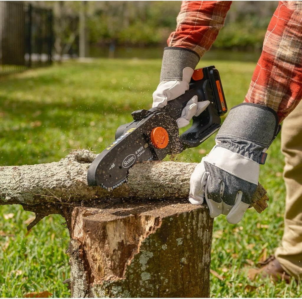 Scotts Outdoor Power Tools LCS0620S 6' Cordless Mini Chainsaw, 20-Volt 2Ah Battery and Charger Included, Black