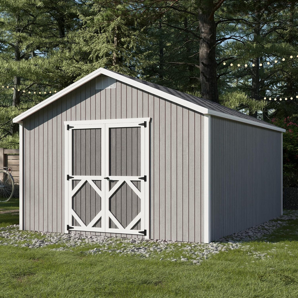 Little Cottage Co. 12x16 Classic Gable Shed, Outdoor Wood Storage Do-It-Yourself Precut Kit
