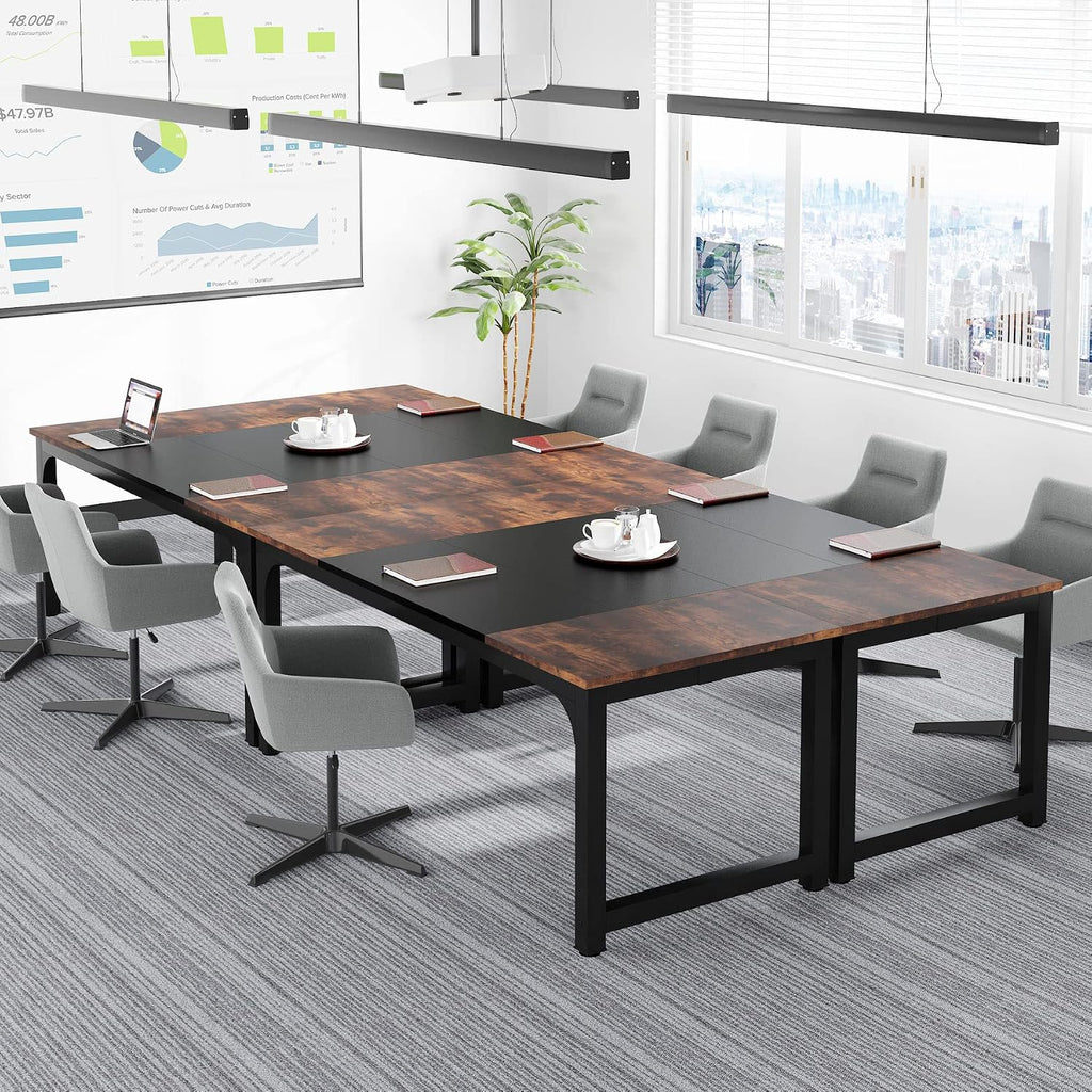 Tribesigns 70.8'Executive Desk, Large Office Computer Desk with Thicken Frame, Modern Simple Workstation Business Furniture for Home Office, Rustic Brown/Black