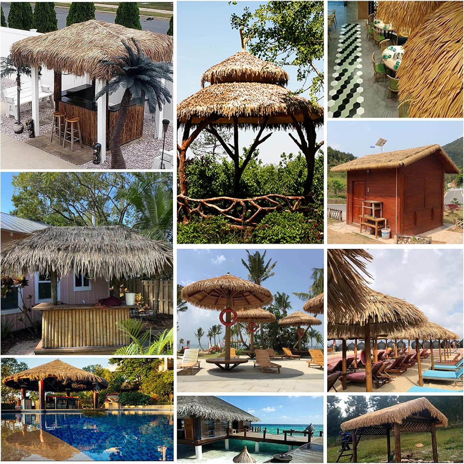 19.6″x32.8′ Mexican Palm Thatch Runner Roll Simulation Thatch Tile Plastic PE Roof Fake Straw Fireproof for Tiki Bar Garden Wooden House Pavilion Roof Decoration(Size:10m/32.8ft,Color:Straw Yellow)