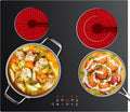 CDV 4 Burner Electric Cooktop 24 Inch, 6600W Built-in Ceramic Electric Stove Top, 220-240v Radiant Cooktop with Child Lock, Touch Control, Multiple Safety Protection, Hard Wire (No Plug)