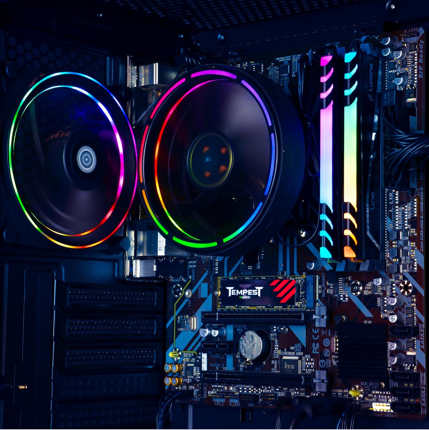 Periphio Terra Gaming PC, AMD Ryzen 5 5600GT up to 4.6GHz with Radeon Vega 7 Graphics, 16GB RAM, 1TBNVMe SSD, WiFi, Windows 11 Desktop Computer, Black, 1080p PC Gaming - RGB Gamer Bundle, No Monitor