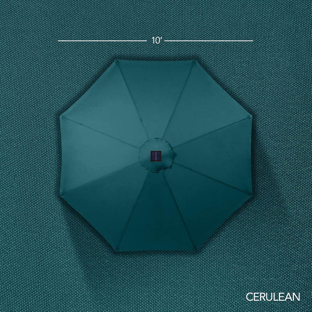 Best Choice Products 10ft Solar LED Offset Cantilever Hanging Market Patio Umbrella, Smooth 360° Rotation, 8 Sturdy Ribs, Easy Adjustment - Cerulean