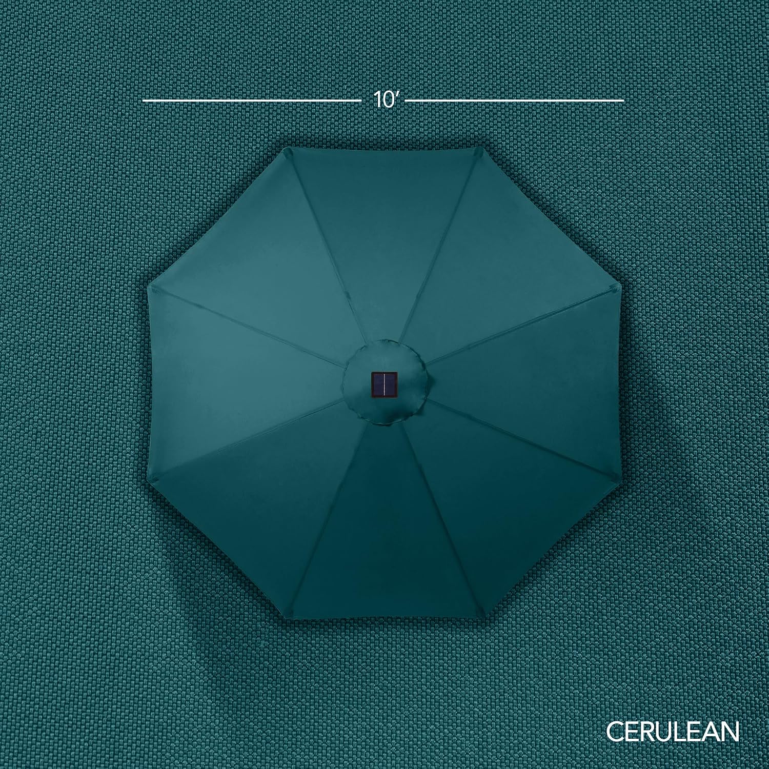 Best Choice Products 10ft Solar LED Offset Cantilever Hanging Market Patio Umbrella, Smooth 360° Rotation, 8 Sturdy Ribs, Easy Adjustment - Cerulean