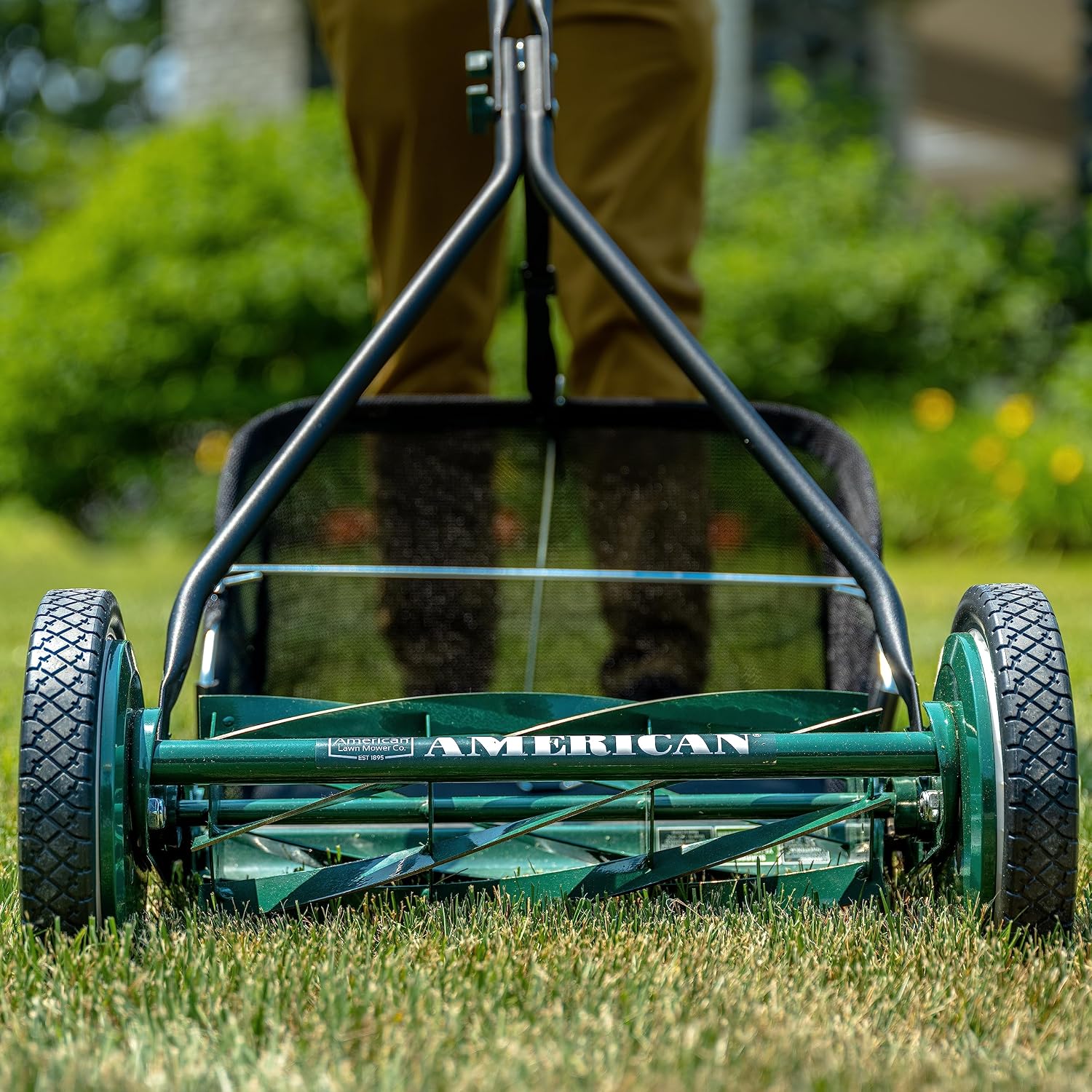 American Lawn Mower Company 1725-16GC 16-inch 7-Blade Reel Mower with Grass Catcher, Specialty Grass Mower, Green