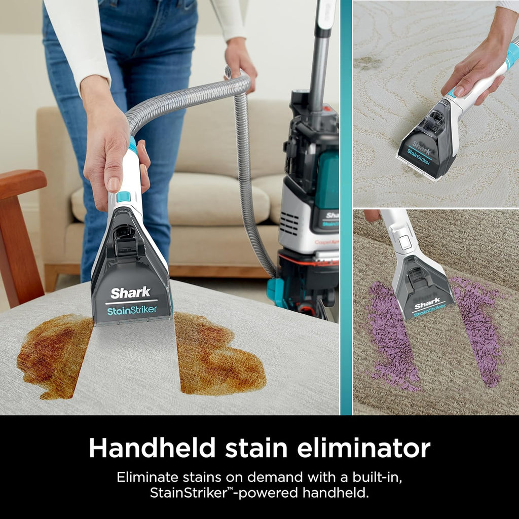 Shark R- EX201 CarpetXpert Upright Carpet, Area Rug & Upholstery Cleaner with StainStriker, Cyan - (Renewed)