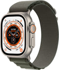 Apple Watch Ultra [GPS + Cellular 49mm] Titanium Case with Green Alpine Loop, Large (Renewed)