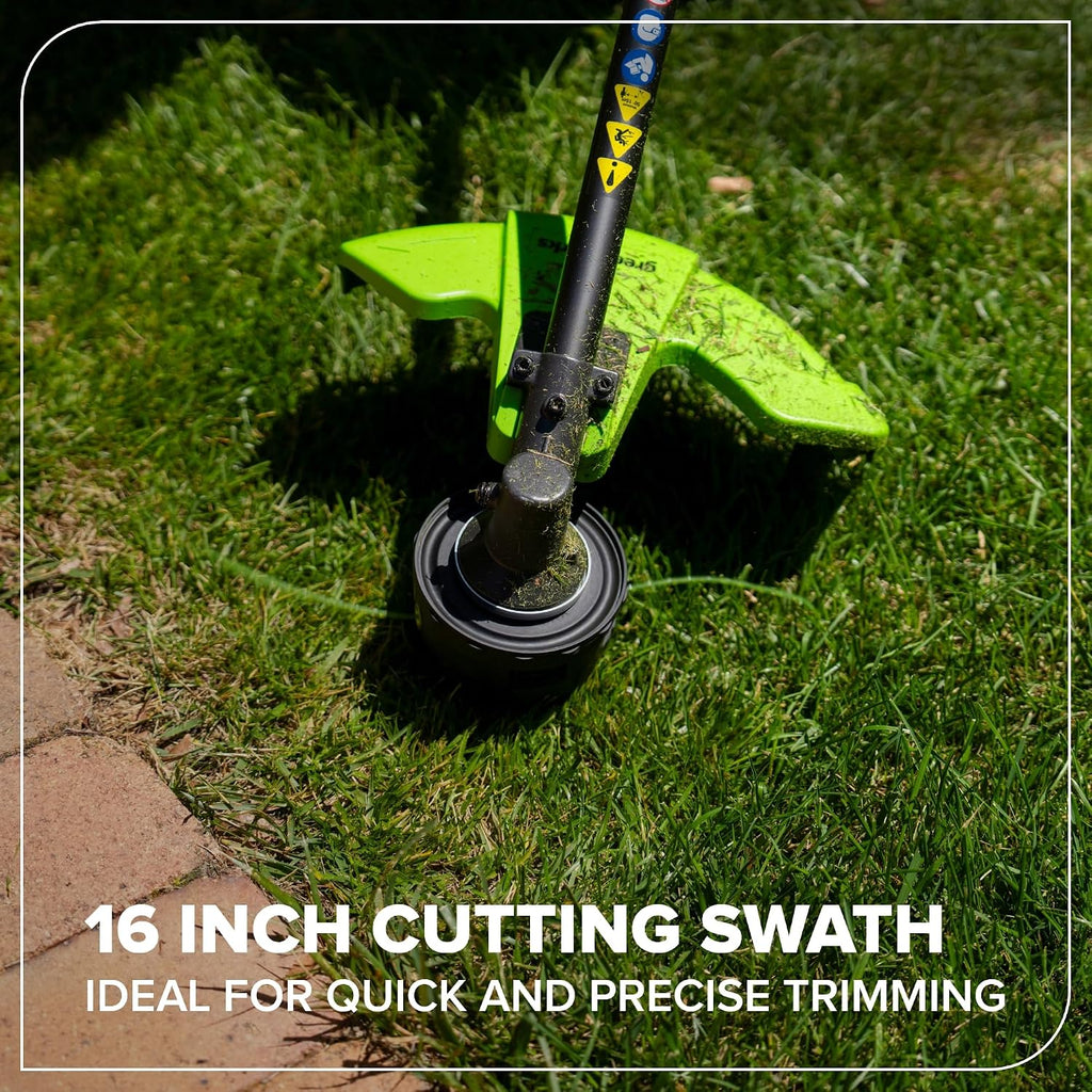 Greenworks 48V (24V x 2) 16' Brushless String Trimmer, 0.095' Dual Line, Quick Load, Bump Feed, (2) 4.0Ah Batteries, 100W Type-C Charger, Attachment Capable, 3-Year Warranty