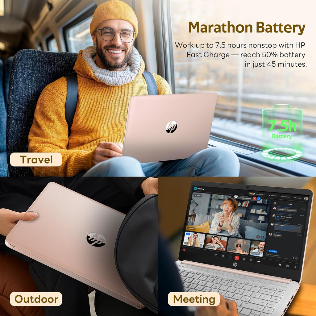 HP Stream 14' Laptop with AI Copilot, Flagship for Students & Business, 13th Gen Intel 4-Core, 4GB RAM, 1.12TB Storage (128GB UFS + 1TB Docking Station), Office 365 1-Year, Win 11 S, Pale Rose Gold