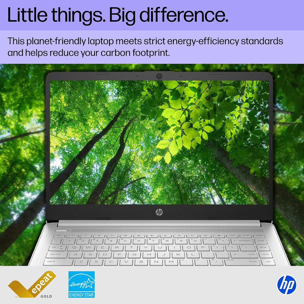 HP 14 inch Laptop, HD Display, Intel Celeron N4500, 4 GB RAM, 64 GB eMMC, Intel UHD Graphics, Windows 11 Home in S Mode, Natural Silver, 14-dq3500nr