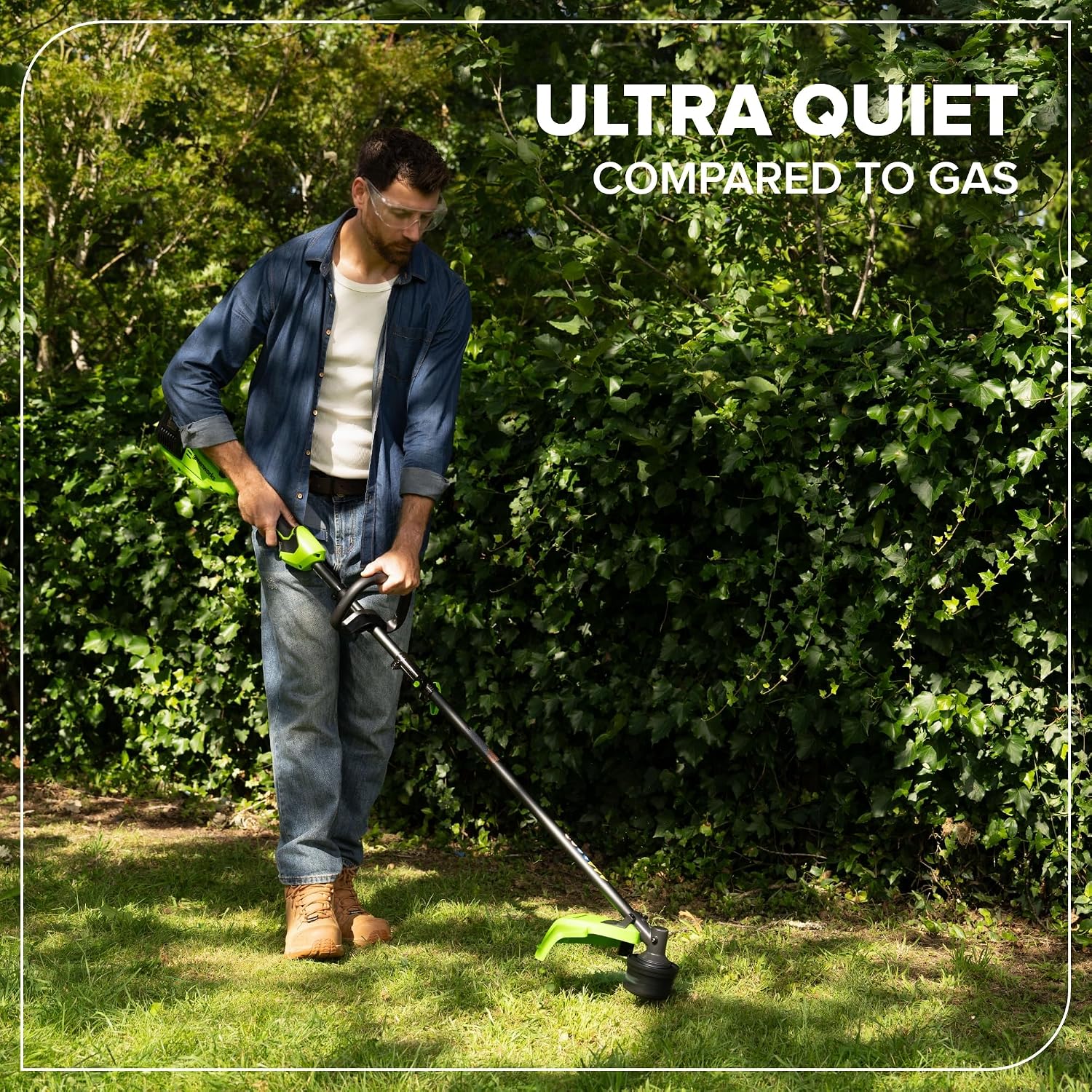 Greenworks 48V (24V x 2) 16' Brushless String Trimmer, 0.095' Dual Line, Quick Load, Bump Feed, (2) 4.0Ah Batteries, 100W Type-C Charger, Attachment Capable, 3-Year Warranty