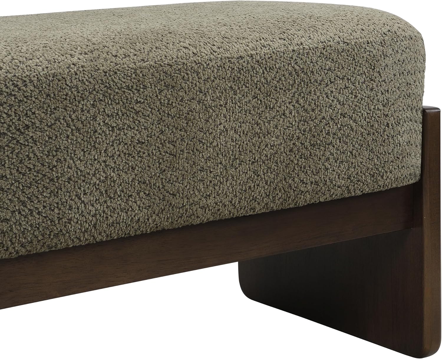 Christopher Knight Home Arden Minimalist Loop Yarn Fabric Dining Bench, Wooden Entryway Ottoman Bench, Modern Living Room Sofa Ottoman Footrest, Bedroom End of Bed Bench, Dark Green+Brown