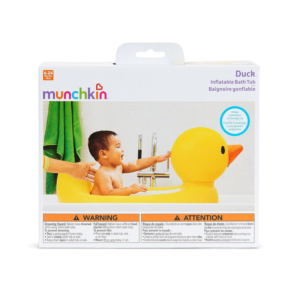 Munchkin Duck Inflatable Baby Bathtub for Babies 6-24 Months,White Hot Heat Alert,Great for Home or Travel,Classic Yellow Ducky,(Pack of 6)