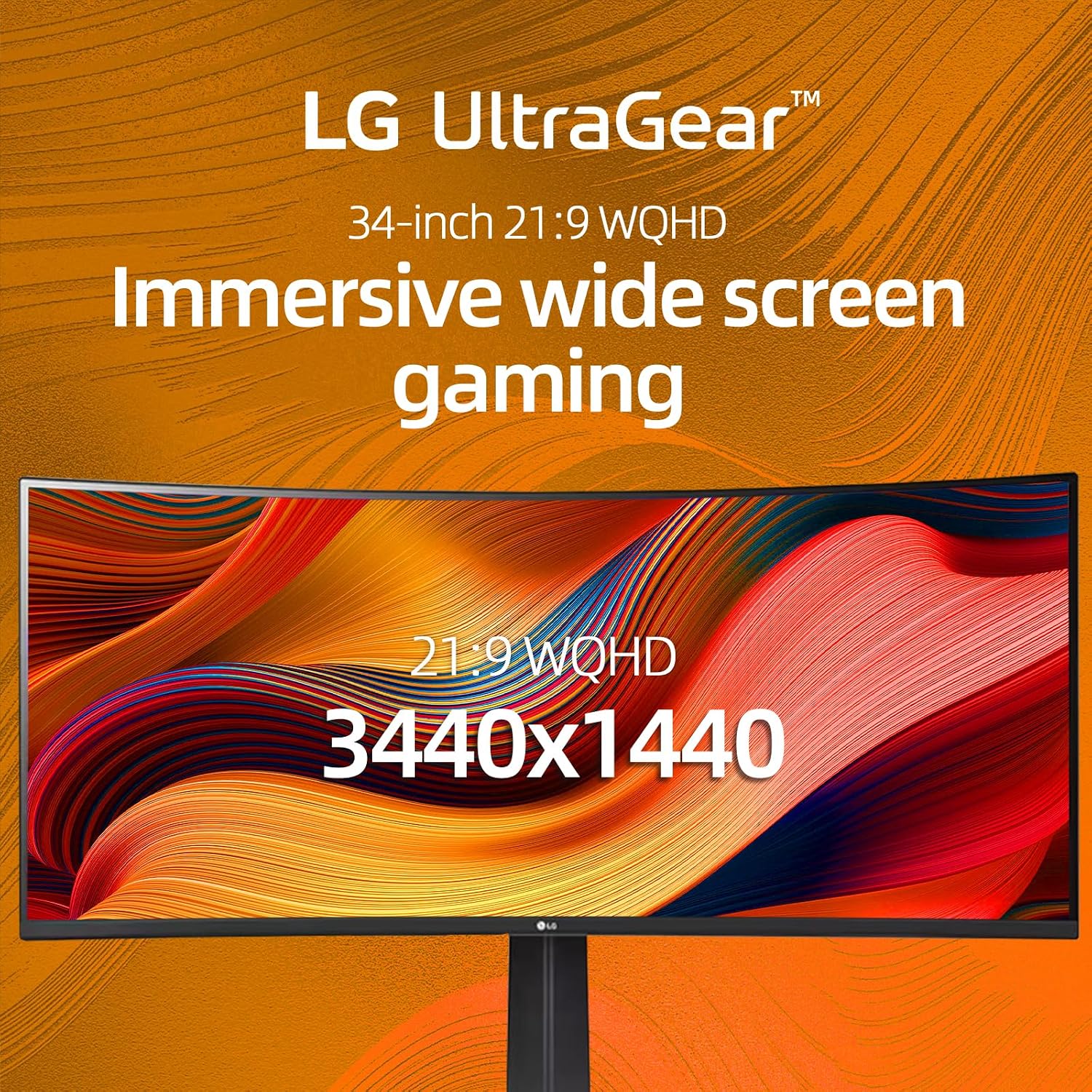 LG 34 Inch Curved Ultragear QHD(3440x1440) IPS Gaming Monitor, 160Hz, AMD FreeSync, HDR10, sRGB 99%, OnScreen Control, Multitasking and Content Creation, DisplayPort & HDMI, Tilt/Height Adjustable
