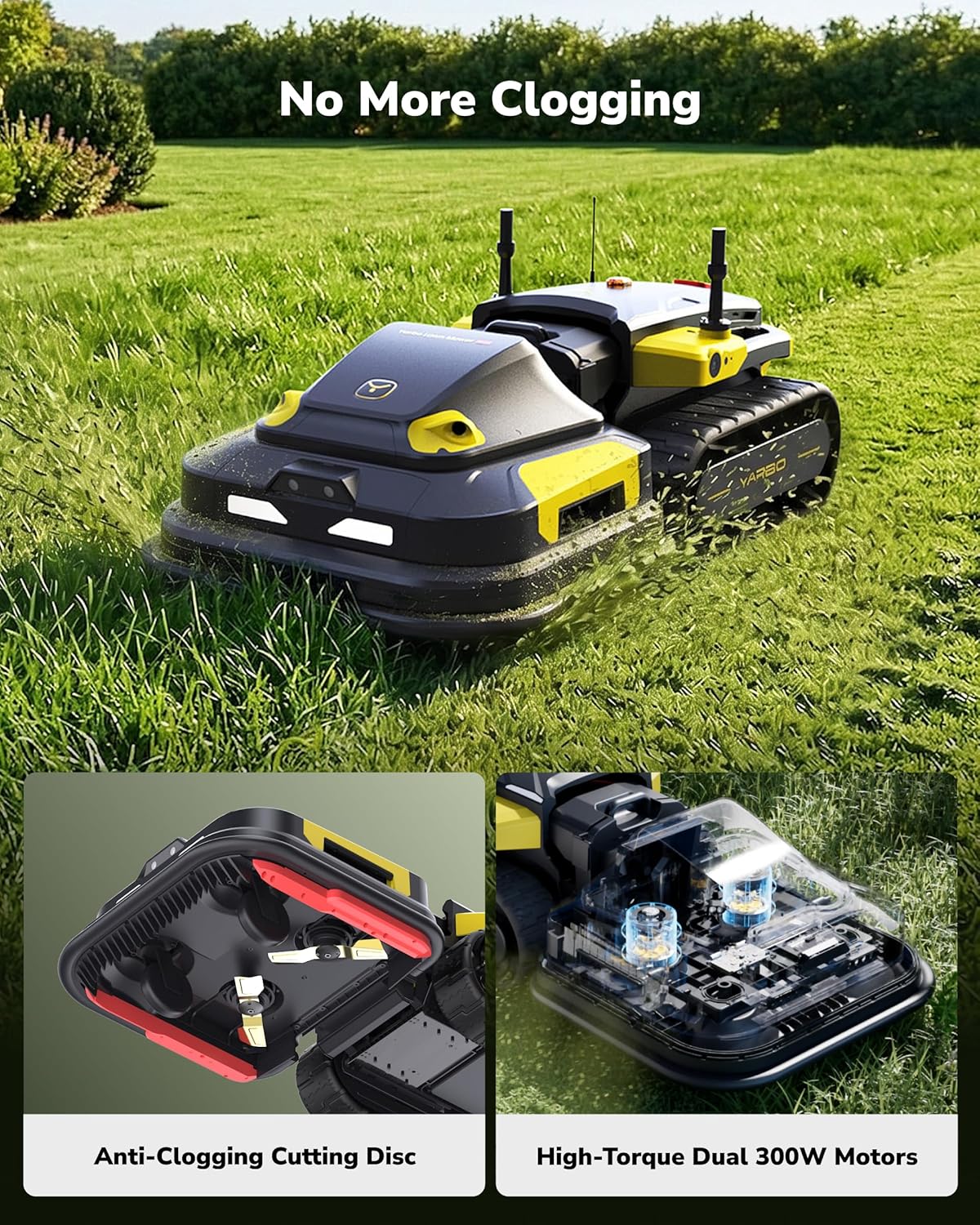 YARBO Robot Lawn Mower Pro with Modular Design for Large Yard up to 6 Acres, Perimeter Wire Free APP Control Robotic Lawnmower with 0.8'-4.0' Cutting Height, AI Vision & RTK for Navigation