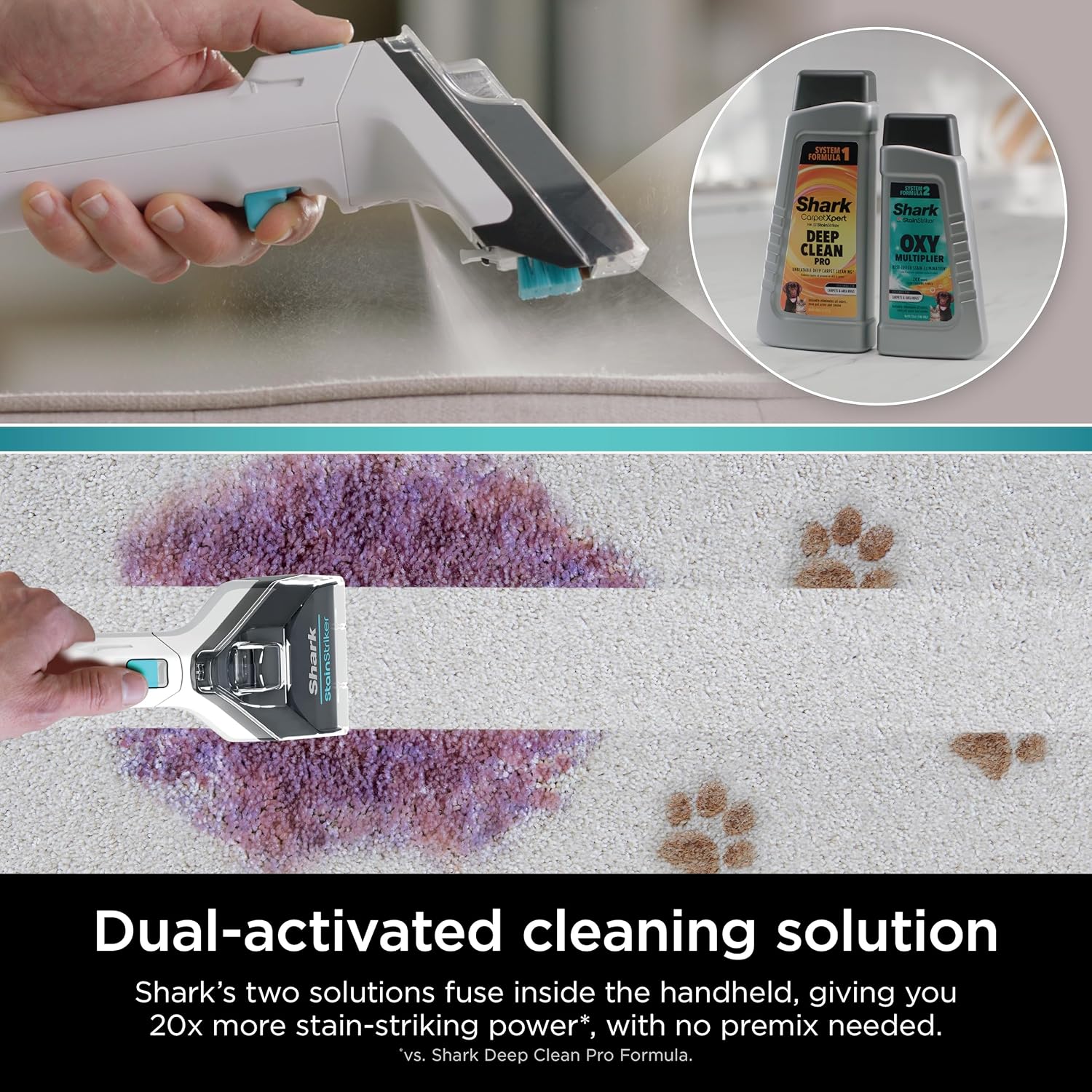 Shark R- EX201 CarpetXpert Upright Carpet, Area Rug & Upholstery Cleaner with StainStriker, Cyan - (Renewed)
