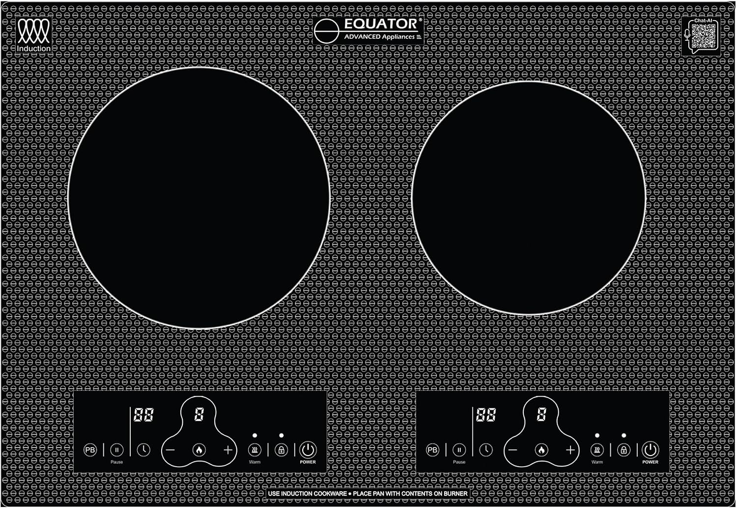 Equator 20' Built-In/Freestanding 2 Burner HORIZONTAL Induction Cooktop 110V