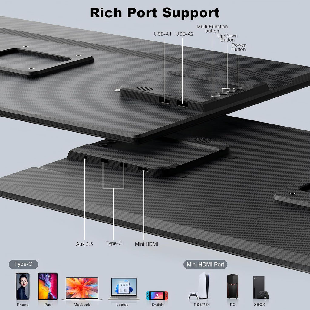 24' Large Portable Monitor, 1080P FHD 100Hz Laptop Screen Extender, 125% sRGB IPS Monitor Extender, USB C HDMI Office Gaming with Detachable Stand, Travel monitor for Window MAC Phone Xbox Switch