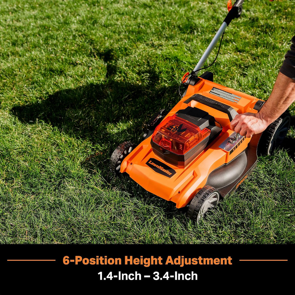LawnMaster 48V MAX Electric Lawn Mower, 19-inch Brushless Cordless Lawn Mower with 2X24V MAX 4.0Ah Battery and a Dual Charger-CLMF4819A