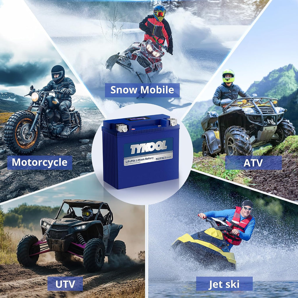 TYKOOL LFP20-BS-PRO Lithium Battery, Replaces YTX20-BS YTX20H-BS GYZ20H, 650CCA 12Ah fits for Indian Chief Scout Arctic Cat Alterra ZR 8000 Yamaha SR Viper Moto Guzzi California, Digital Readout [+ -]