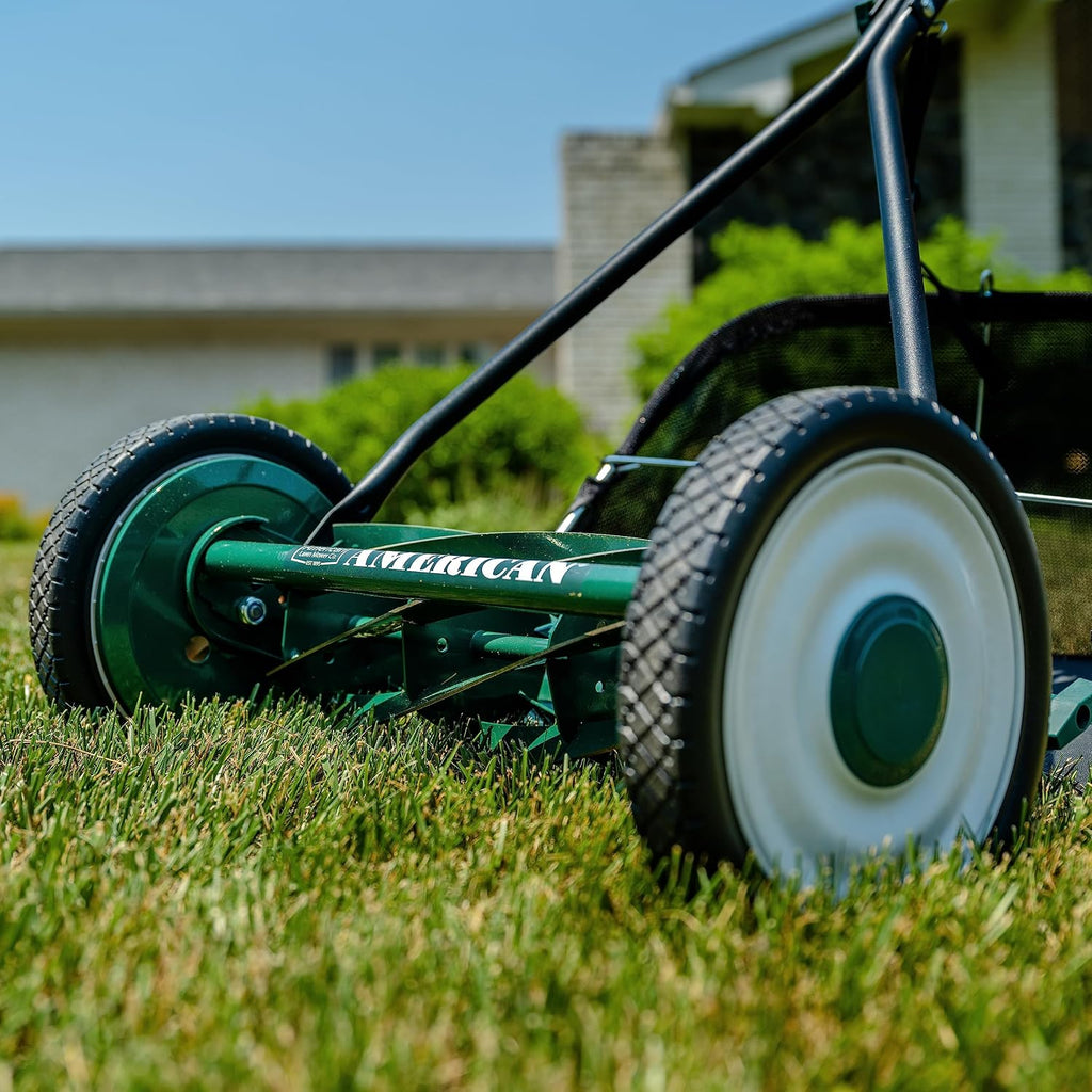 American Lawn Mower Company 1725-16GC 16-inch 7-Blade Reel Mower with Grass Catcher, Specialty Grass Mower, Green
