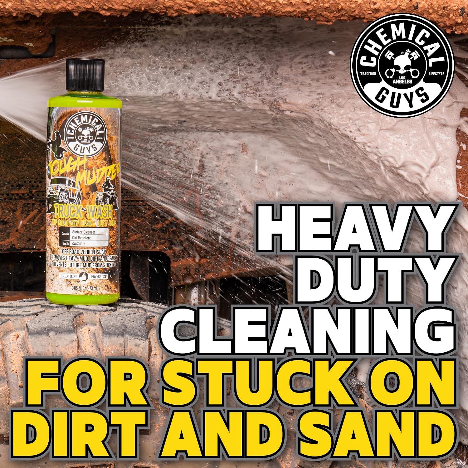 Chemical Guys EQP339 TORQ Professional Foam Cannon & Tough Mudder Truck Wash, Off Road ATV Heavy Duty Soap, 128 fl oz (1 Gallson), Lemon Scent