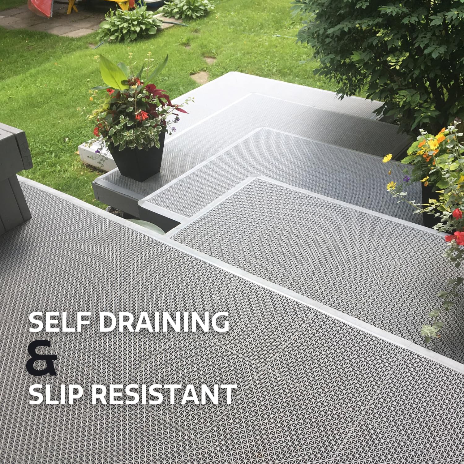 Big Floors DuraGrid Deck Tiles, Interlocking Outdoor Tiles for Patio, Self-Draining, UV-Resistant, Water-Resistant Modular Flooring, Easy Install, 40 Pack, Green
