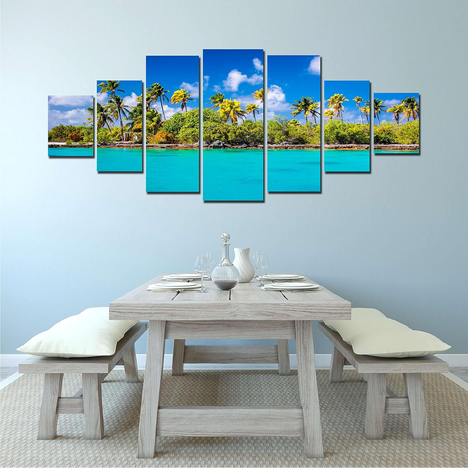 Startonight Huge Canvas Wall Art - Sunny Beach - Large Framed Set of 7 40' x 95'