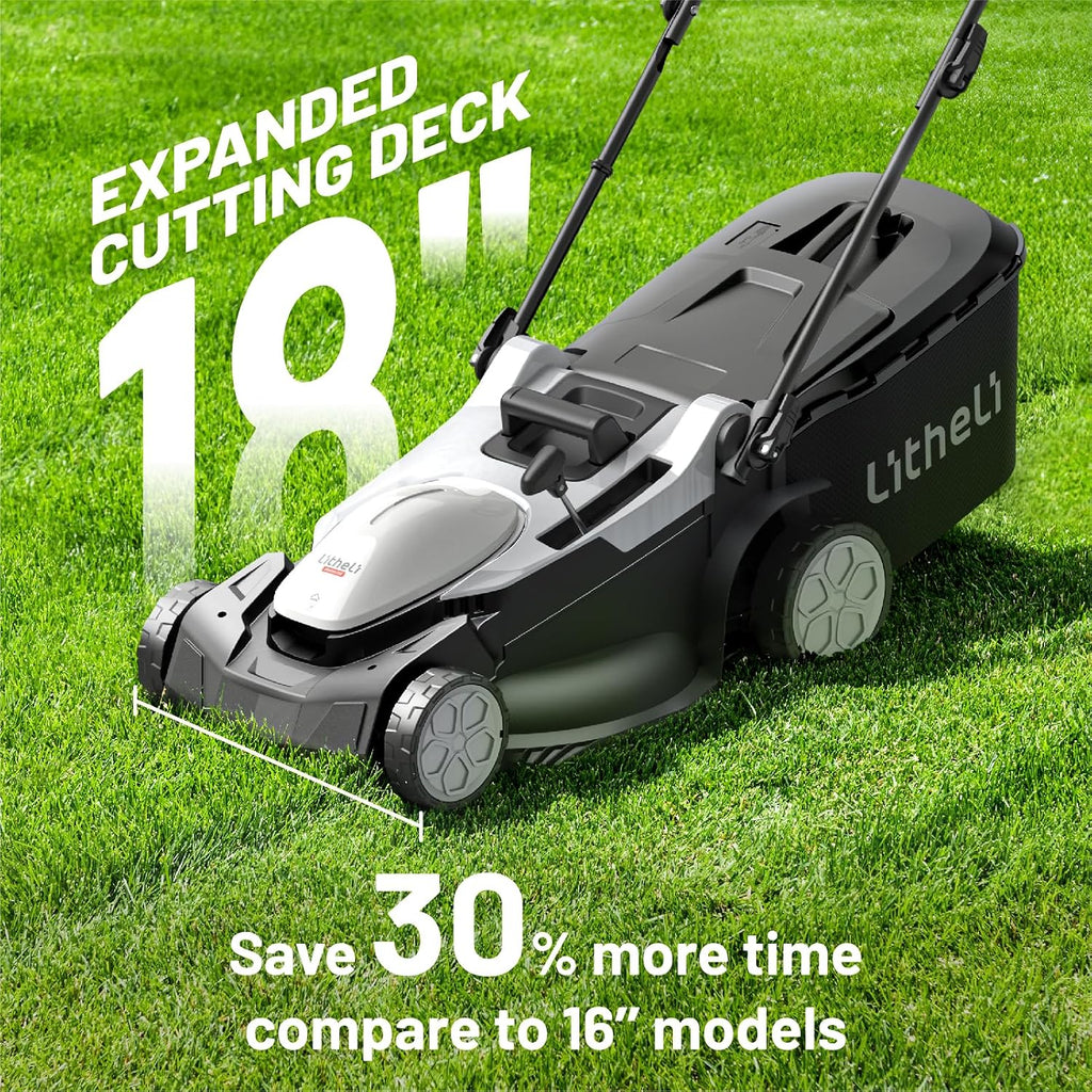 Litheli 18-inch 40V(2x20V) Brushless Lawn Mower for Garden Yards, Lightweight Cordless Lawn Mower Battery Powered with 6-Position Height Adjustment, 2x4.0Ah Battery Include