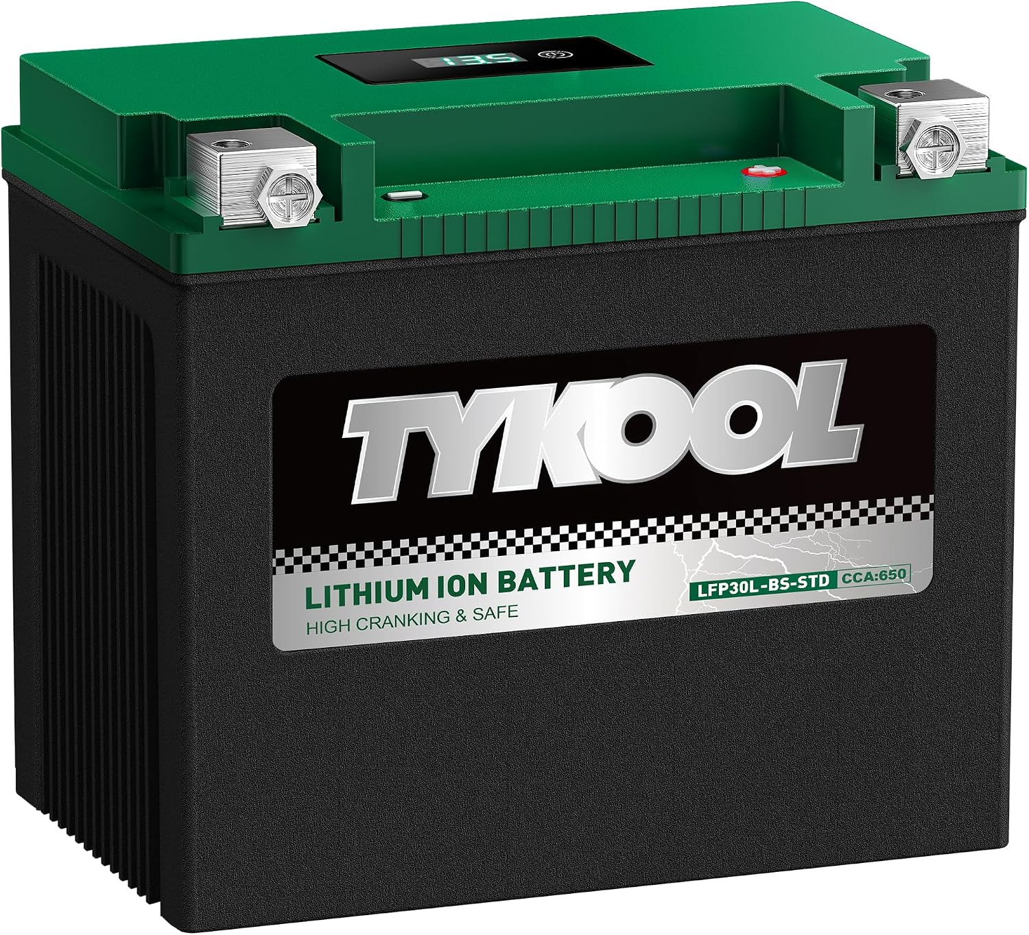 TYKOOL LFP30L-BS-STD Lithium Battery, Replaces YTX30L-BS, 650CCA 12Ah Fits for Motorcycle UTV ATV PWC, Compatible with Harley Touring Road King Moto Guzzi 1000cc Polaris Ranger RZR 800,Digital Readout