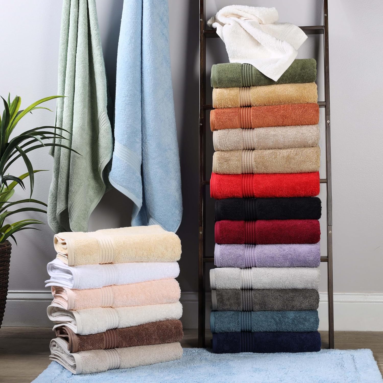 Superior Egyptian Cotton 12-Piece Towel Set, Assorted Towels for Home Bathroom, Guest Bath Decor Essentials, Includes 4 Bath, 4 Hand, 4 Face Towels/Washcloths, Quick Dry, Absorbent - Peach