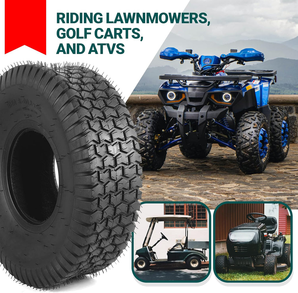 AR-PRO 20x8.00-8 Lawn Tractor Riding Mower Turf Tires – Heavy-Duty 4 Ply Tubeless Tire Replacement for Zero Turn Mowers, ATVs, Garden Tractors, Golf Carts – Set of 2 – No Rim