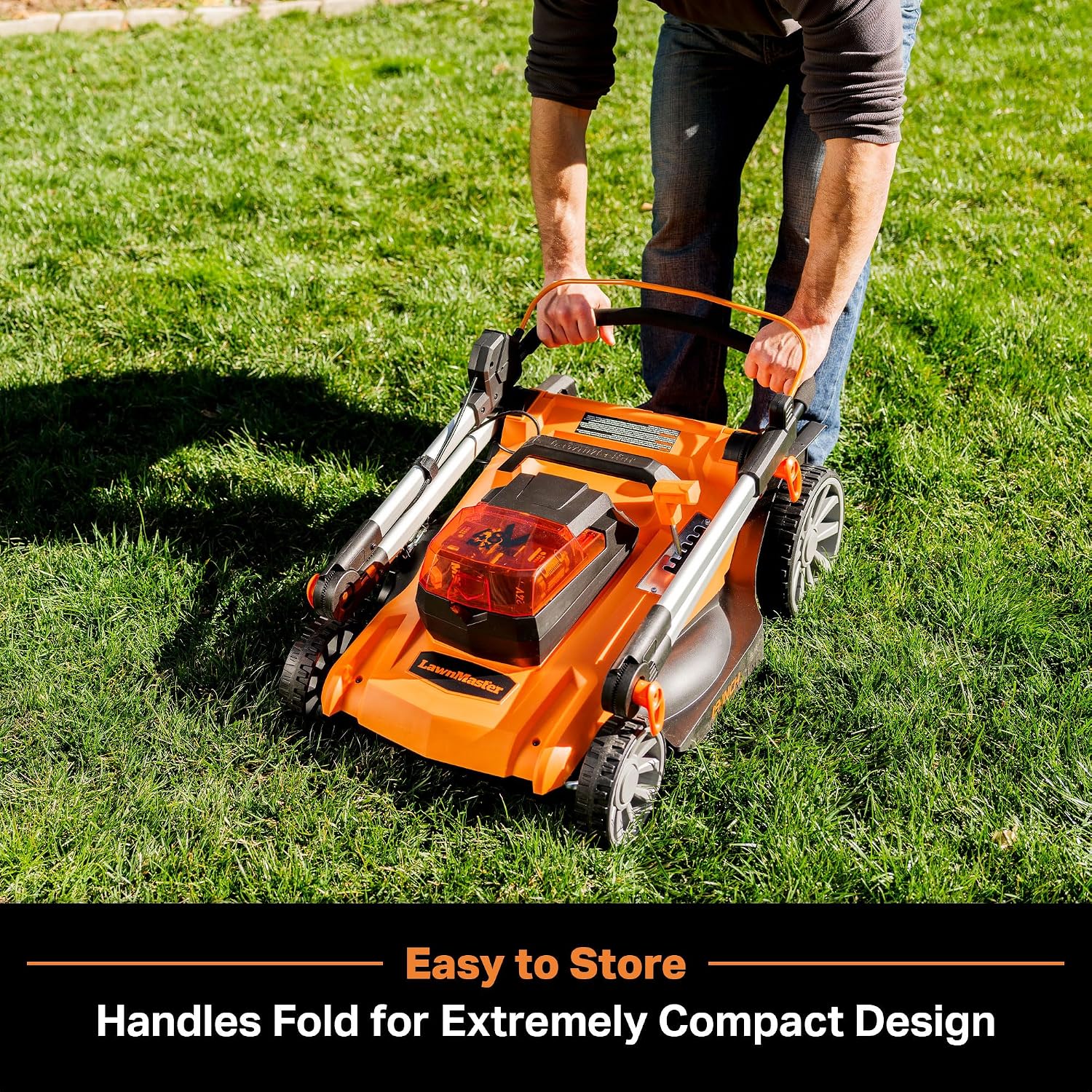 LawnMaster 48V MAX Electric Lawn Mower, 19-inch Brushless Cordless Lawn Mower with 2X24V MAX 4.0Ah Battery and a Dual Charger-CLMF4819A
