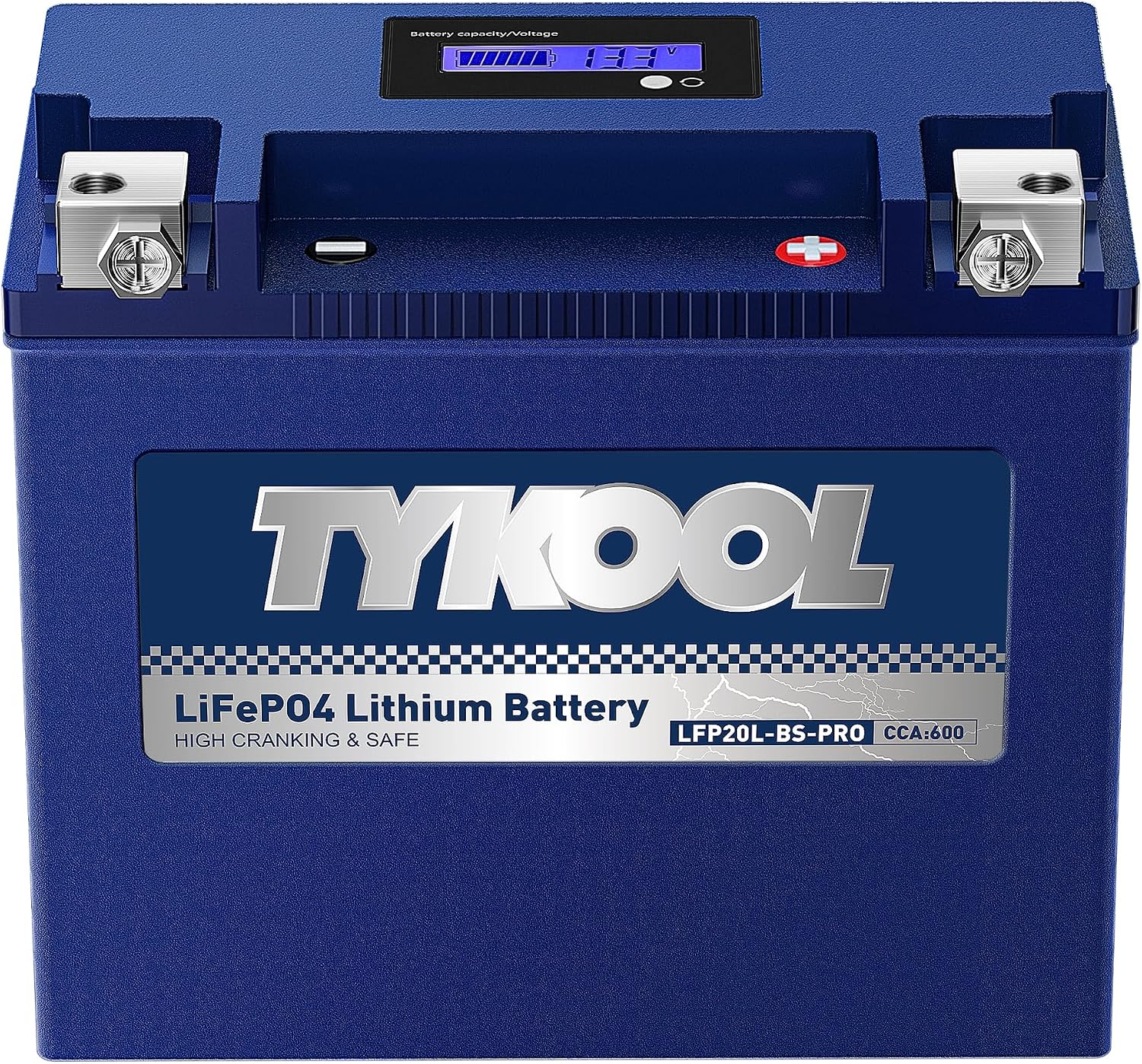 TYKOOL LFP20L-BS-PRO Lithium Motorcycle Battery, Replaces GYZ20L GYZ20HL YTX20HL-BS, 600CCA 12Ah Fits for Harley Road Glide Street Glide Softail,Sea-Doo 1500cc GT Series Yamaha 1800cc, Digital Readout
