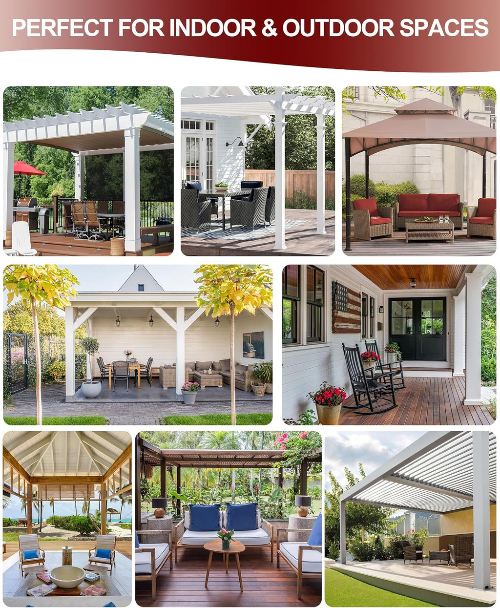 HolidayIdeas Grommet Outdoor Curtains for Patio Waterproof 8 Pcs All Weather Balcony Outside Curtains for Apartments, Gazebo, Pergolas, Porch, 54x120 Inch, Taupe