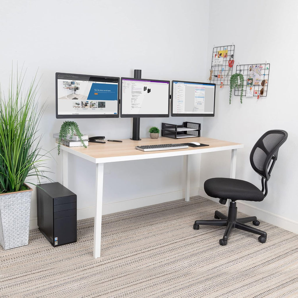 Mount-It! Triple Monitor Mount | 3 Monitor Desk Stand | Fits Three Computer Screens 19 20 21 22 23 24 Inches | C-Clamp Base | Heavy Duty Full Motion Tri Arms | VESA 75 100 Compatible