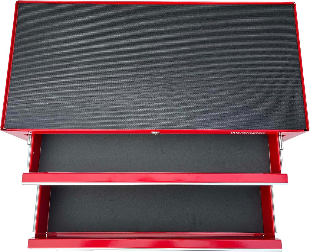 Workington Industrial 2 Drawers Portable Metal Intermediate Box, 26' Middle Tool Chest Cabinet with Ball Bearing Drawer Slides, Steel Tool Storage Box Organizer 4008 Red