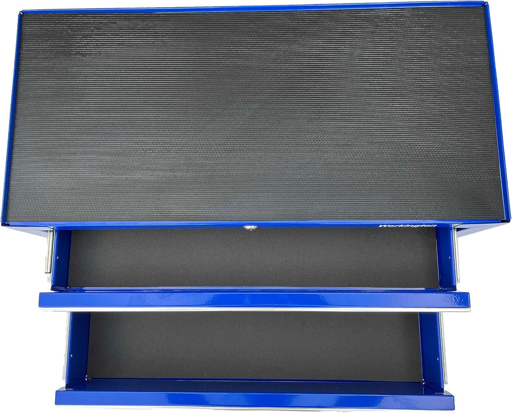 Workington Industrial 2 Drawers Portable Metal Intermediate Box, 26' Middle Tool Chest Cabinet with Ball Bearing Drawer Slides, Steel Tool Storage Box Organizer 4008 Blue