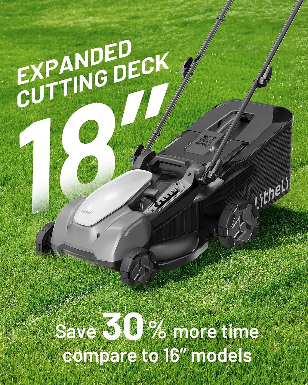 Litheli 18-inch 40V Brushless Lawn Mower for Garden Yards, Lightweight Cordless Lawn Mower Battery Powered with 6-Position Height Adjustment, 2x5.0Ah Battery Included