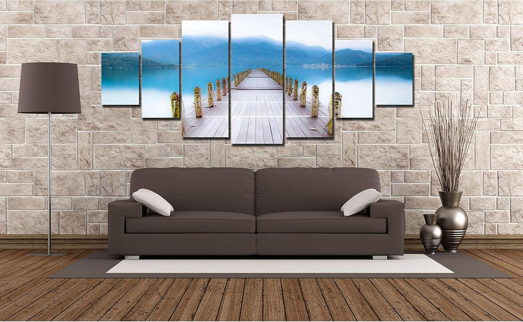Startonight Huge Canvas Wall Art Beach Bridge - Large Framed Set of 7 40' x 95'