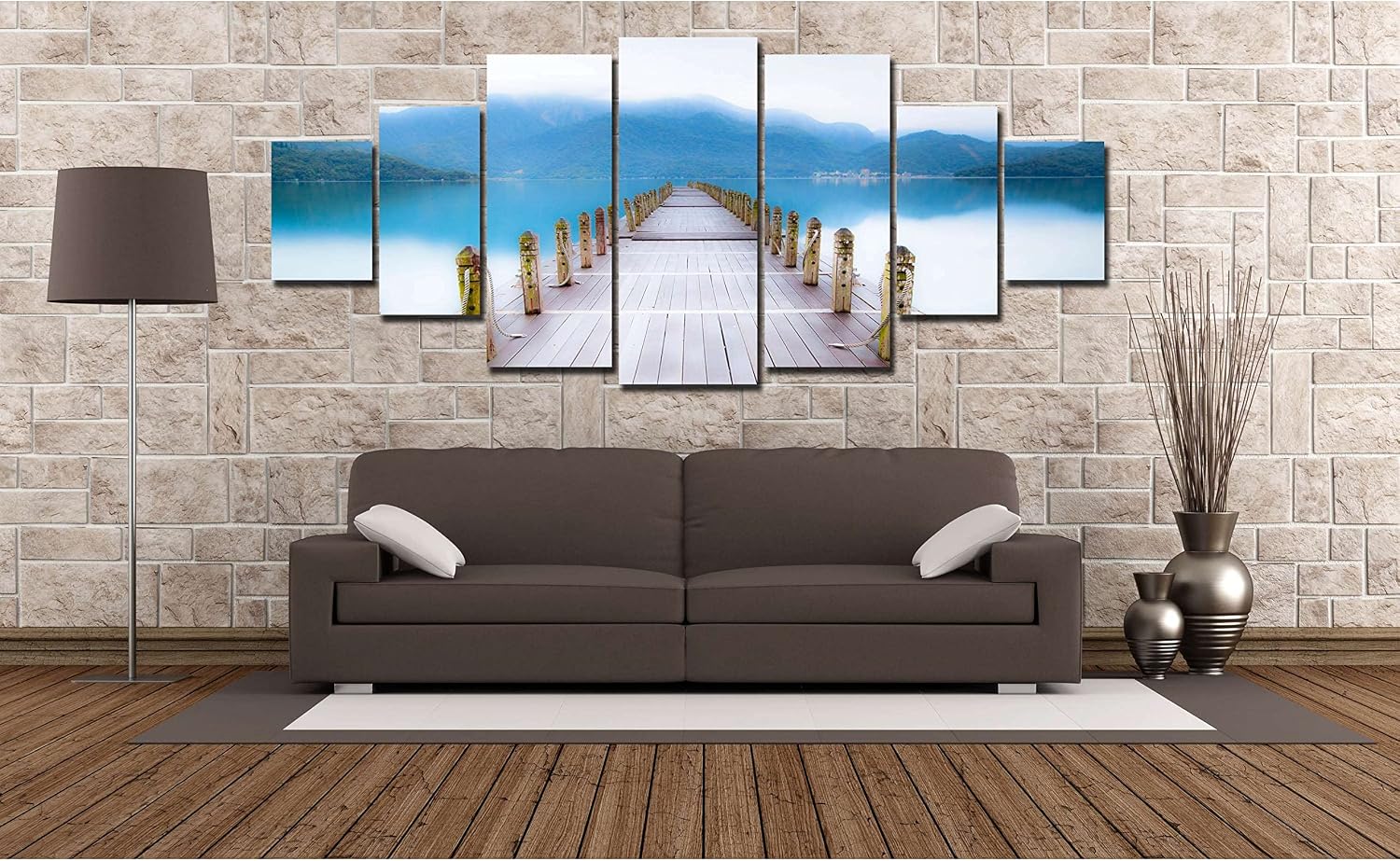 Startonight Huge Canvas Wall Art Beach Bridge - Large Framed Set of 7 40' x 95'